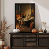 1pc Vintage Halloween Wall Art Picture Spooky Skeleton Bathtub Canvas Print Paintings|Spooky Season Wall Decor For Bedroom,Living Room Or Office Home Decor,Vintage Dark Academia Aesthetic Poster,Gift For Her,Unframed,Wooden Hanging Scroll Or Framed